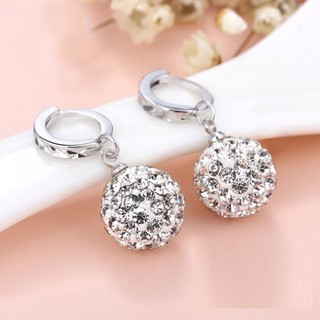 Bông tai hạt châu khuyên tròn đính đá