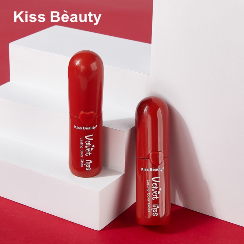 Son môi dưỡng ẩm KISS BEAUTY lâu trôi màu sắc tươi sáng mềm mịn lên môi đẹp -  Son môi chất lượng cao