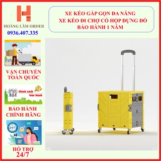 Xe kéo gấp gọn đi chợ có giỏ xe kéo hàng đẩy hàng, thùng đựng đồ hình vali đa năng, xe kéo đi chợ có thùng đựng 5.0