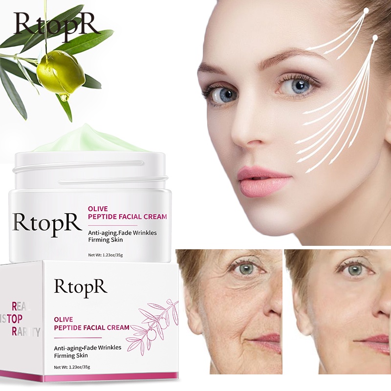 Kem dưỡng da mặt RtopR chiết xuất ô liu peptide làm săn chắc da se khít lỗ chân lông kiềm dầu ngăn ngừa nếp nhăn dưỡng ẩm, đàn hồi da, giảm viêm cho da 35g