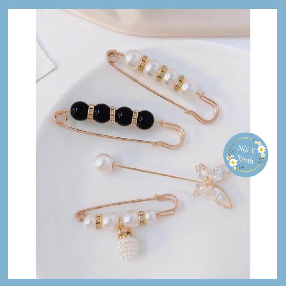 Set cài áo, gim quần áo đính ngọc trai đen nhân tạo siêu xinh pk 1 Nội Y Xanh chất thoáng mát cao cấp