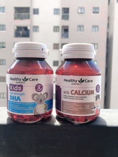 ( hàng có sẵn đủ bill) bộ đôi canxi và dha Healthy care