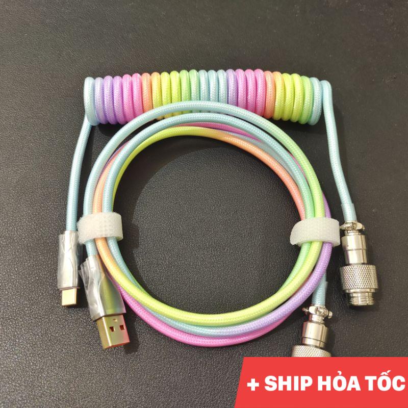 Dây cáp custom cầu vồng sử dụng dây bọc dù dành cho bàn phím cơ