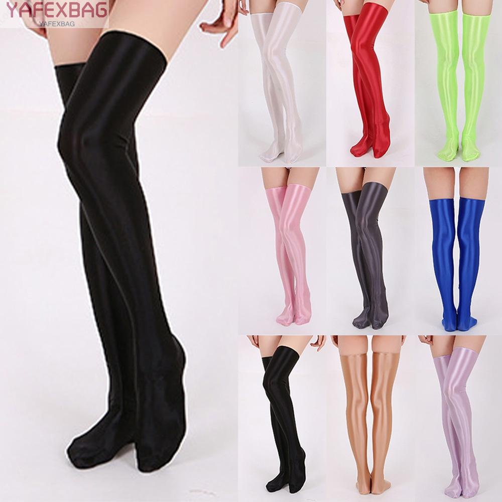 Women High Socks Elasticity Thin Stockings Non-Slip Oil Sheer See-through