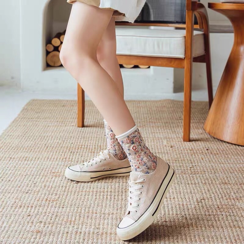[RẺ VÔ ĐỊCH] TẤT / VỚ CAO CỔ HOẠ TIẾT THỔ CẨM THÊU HOA VINTAGE