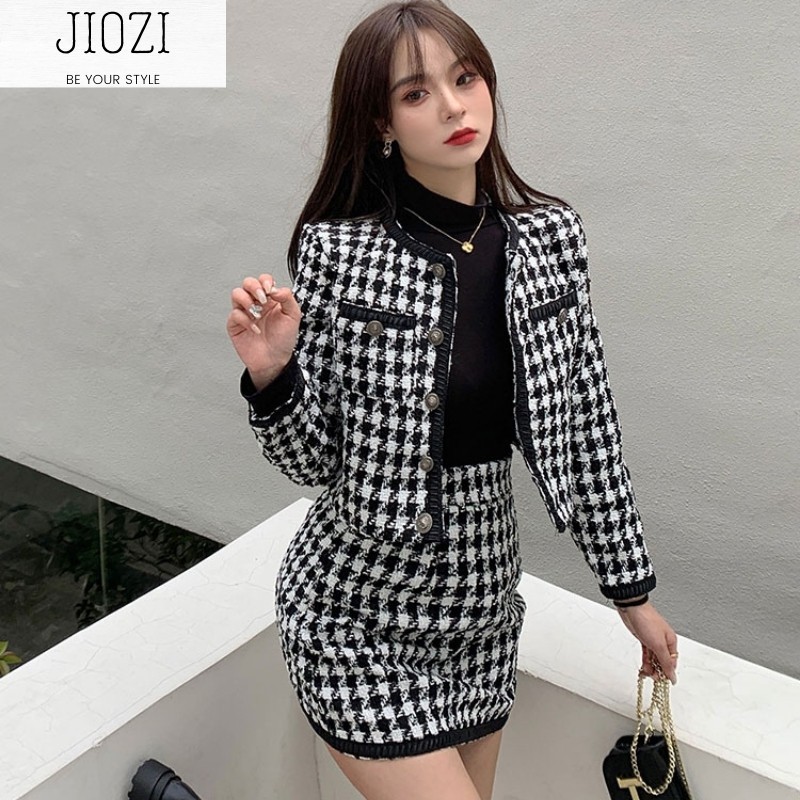 [Hàng có sẳn] Set dạ tweed JIOZI thời trang Hàn Quốc D03 | BigBuy360 - bigbuy360.vn