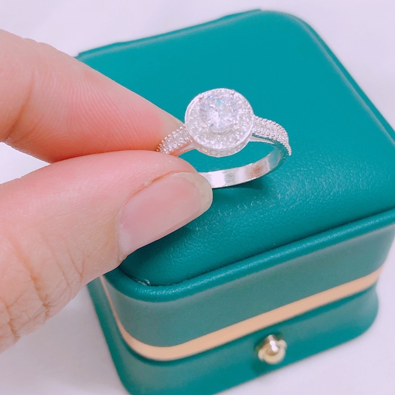 Xả hàng nhẫn nữ bạc ta mặt đá tròn siêu đẹp, nhẫn thân dày đá sáng, ảnh chụp thật - bạc Bibi
