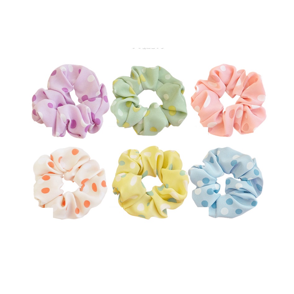 RẺ VÔ ĐỊCH  DÂY BUỘC TÓC SCRUNCHIES HỌA TIẾT CHẤM BI XINH XẮN CHO NỮ