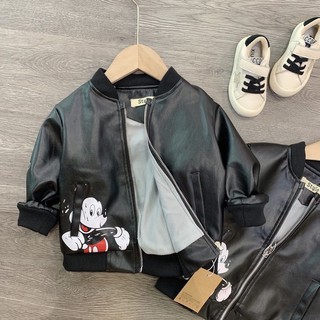Áo Khoác Da Bomber Mickey Cho Bé V163 - NamKidShop