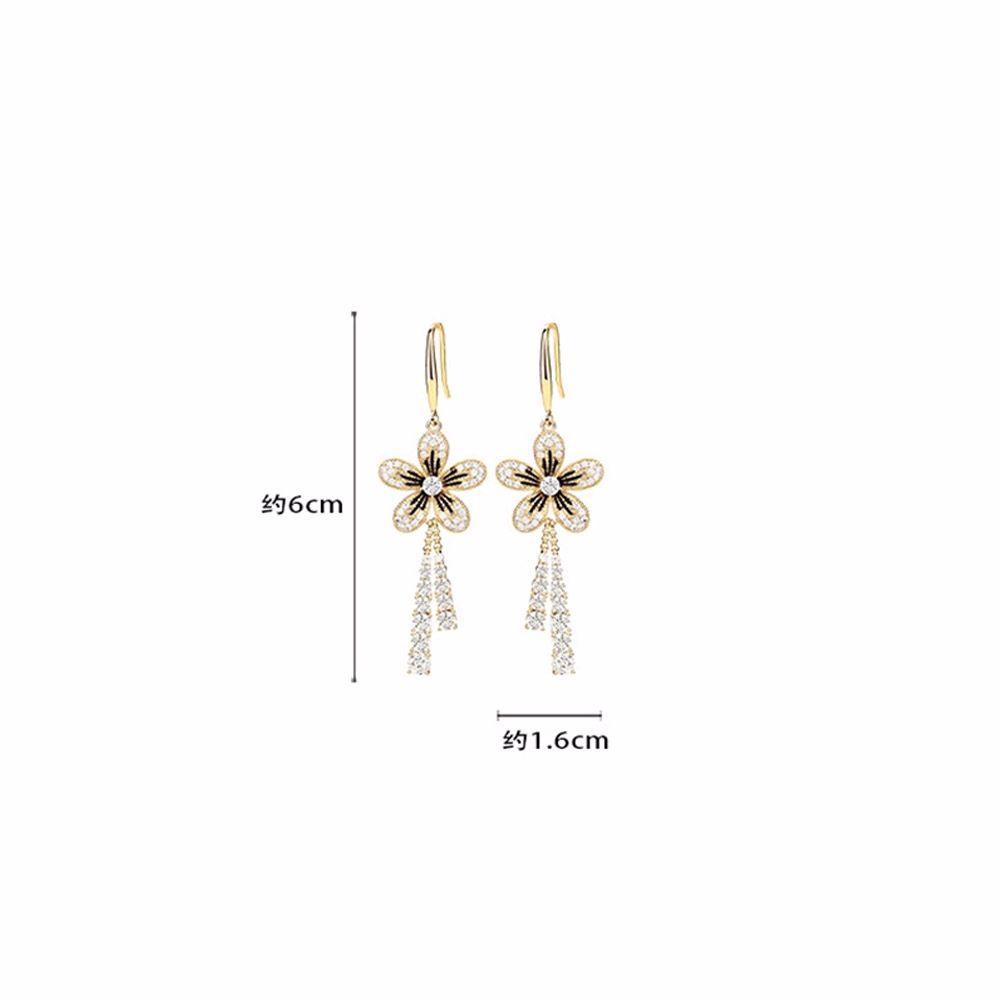 JARRED Bông Tai Hợp Kim Dáng Dài Hình Hoa Thanh Lịch Lãng Mạn Phong Cách Hàn Quốc