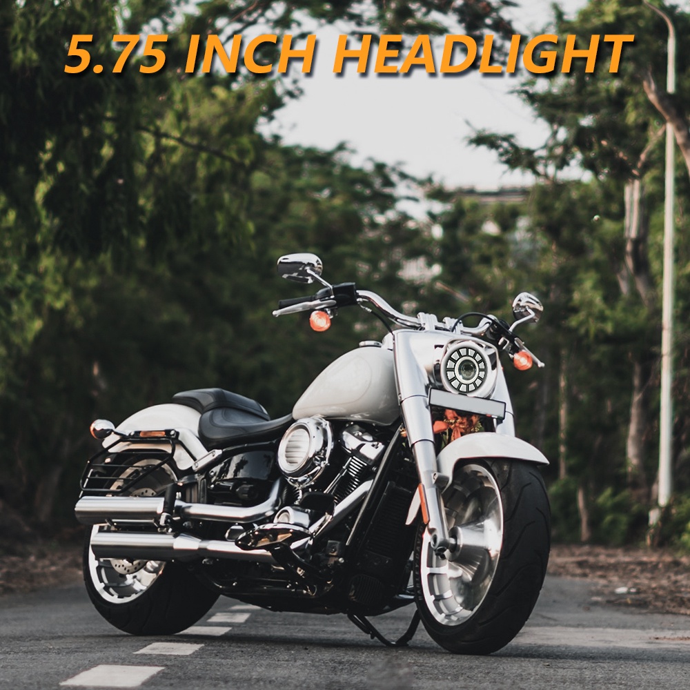 Đèn Pha LED 5.75 Inch Có Dây Cáp Phích Cắm H4 Cho Harley Sportster Dyna 1200 883