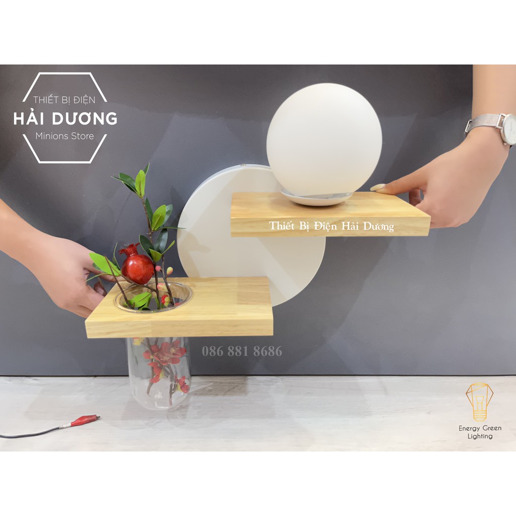 Đèn Tường Kệ Gỗ Chao Thủy Tinh Hiện Đại DT-3639 - Trang Trí Căn Phòng - Energy Green Lighting - Đã Bao Gồm Bóng LED 3W