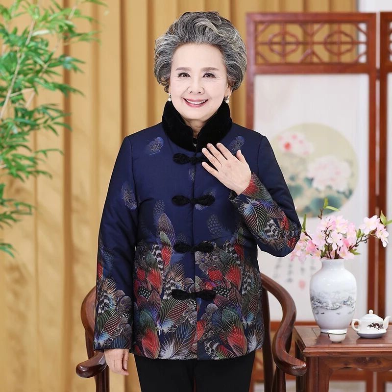 Quần áo mùa đông cho người trung niên và người già, áo khoác bà ba, áo khoác dạ dày
