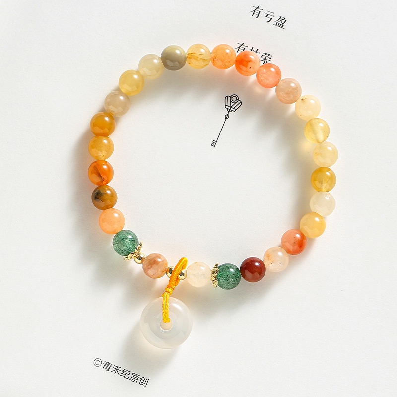 Hàng Mới Về [Hàng Mới Về] Dây Treo Xỏ Hạt Cườm Pha Lê Dâu Tây Lụa Vàng Thiết Kế ins