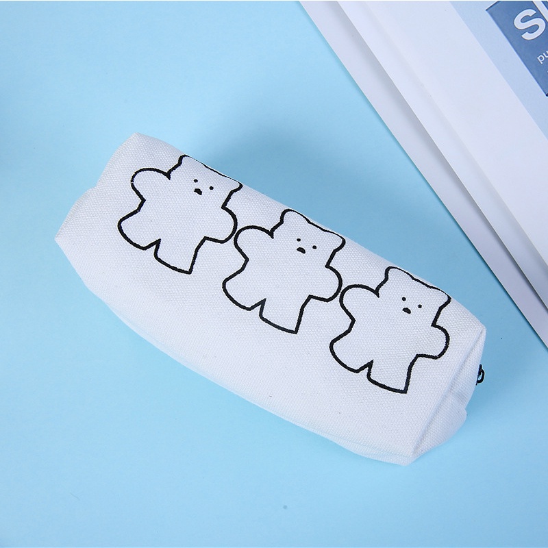 Túi Đựng Bút Bằng Vải Canvas Cỡ Lớn In Họa Tiết Hoạt Hình Snoopy / Gấu Đáng Yêu