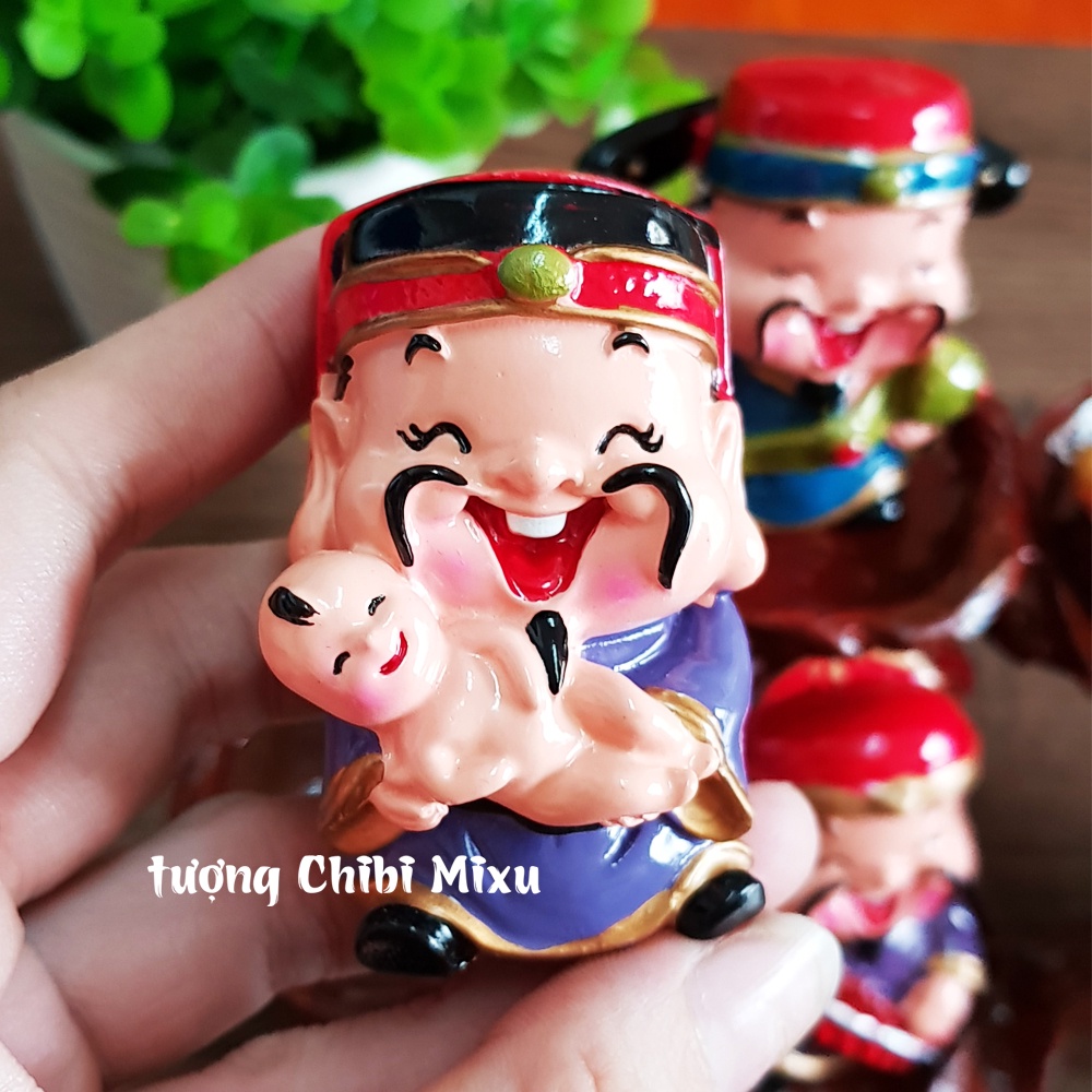 Bộ 08 tượng Ngũ Tài - Tam Đa 6cm kèm chân đế ngang 8 ô