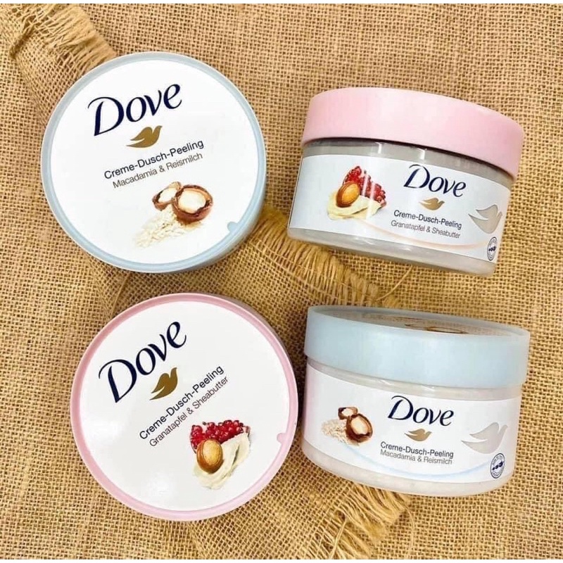 Kem Tẩy Tế Bào Chết ⚡ CHUẨN HÀNG AUTH ⚡ Tẩy Da Chết Dove Lựu Đỏ Và Macadamia làm sạch và sáng da - Bản Đức - Đủ bill