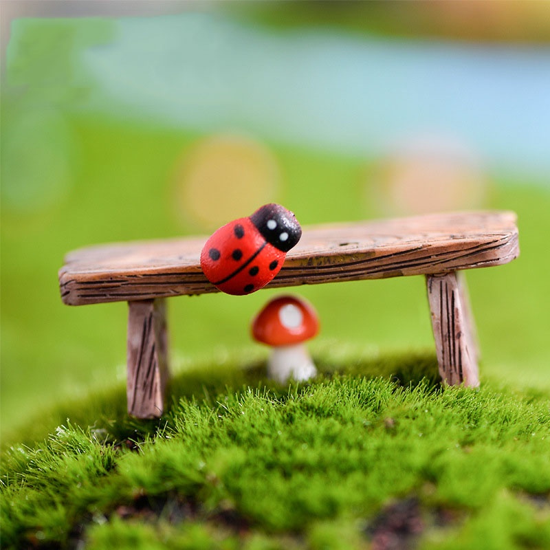 Tiểu cảnh mini ❤️ Mô hình ghế công viên trang trí tiểu cảnh, sen đá, bể terrarium
