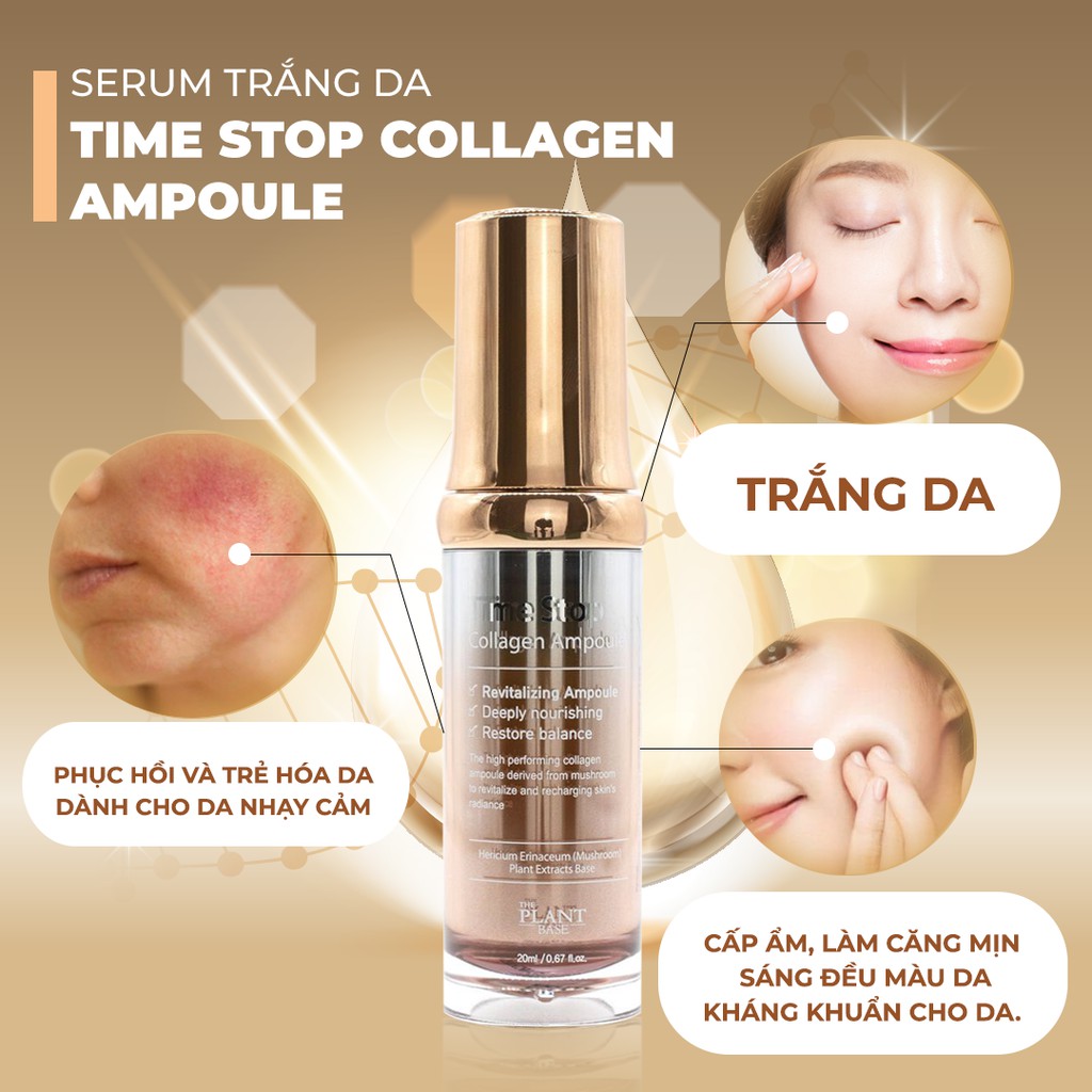 Serum dưỡng trắng và trẻ hóa da, phục hồi da dành cho da nhạy cảm, mỏng và hư tổn Collagen Time Stop Ampoule