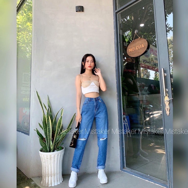 RIPPED JEAN (DARK BLUE)