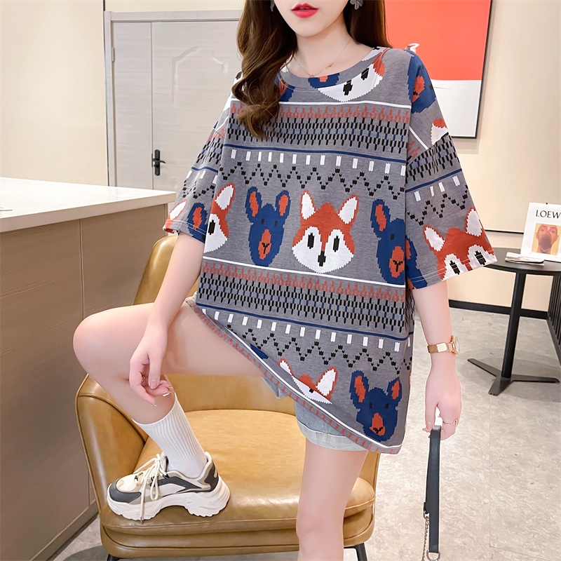 Korean version of loose fashion print trend short-sleeved T-shirt woman