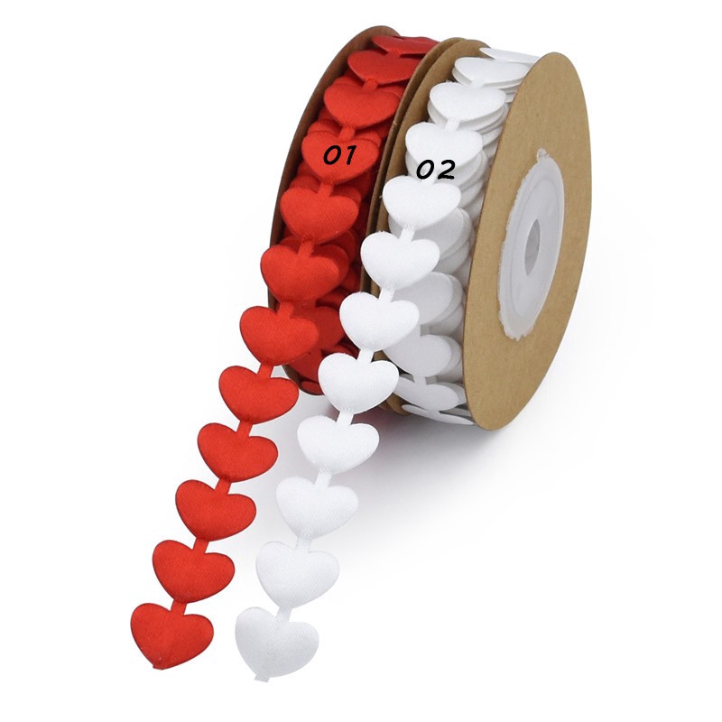 Cuộn dây ruy băng hình trái tim đỏ siêu âm dài 5m kích thước 15mm dùng trang trí tiệc cưới