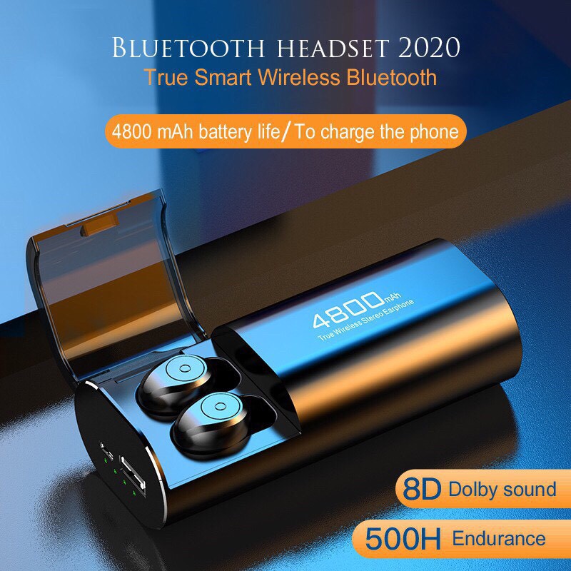 (Siêu Sốc) Tai Nghe Bluetooth True Wireless Amoi F9 - 4800, Kiêm Sạc Dự Phòng Đồng Hồ Hiện Thị % Pin