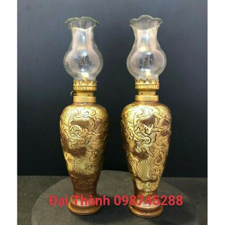 Đèn dầu bằng đồng rồng Phượng đúc nổi (giá lẻ 1 chiếc)