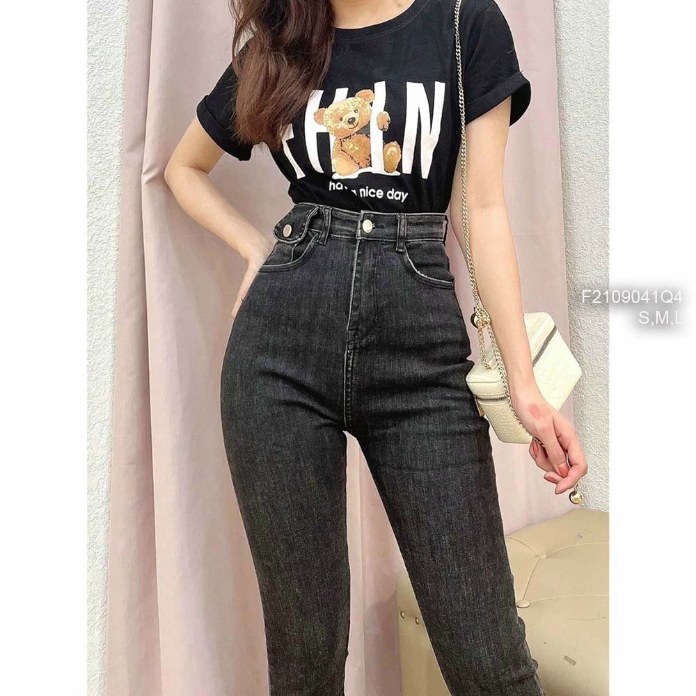 Quần jean xám dài ôm lưng cao tôn dáng hàng đẹp!