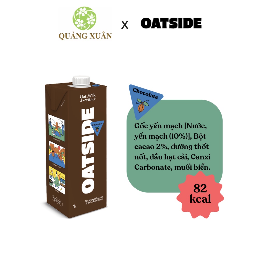 Thức uống từ yến mạch Oatside vị Chocolate 1 Lít