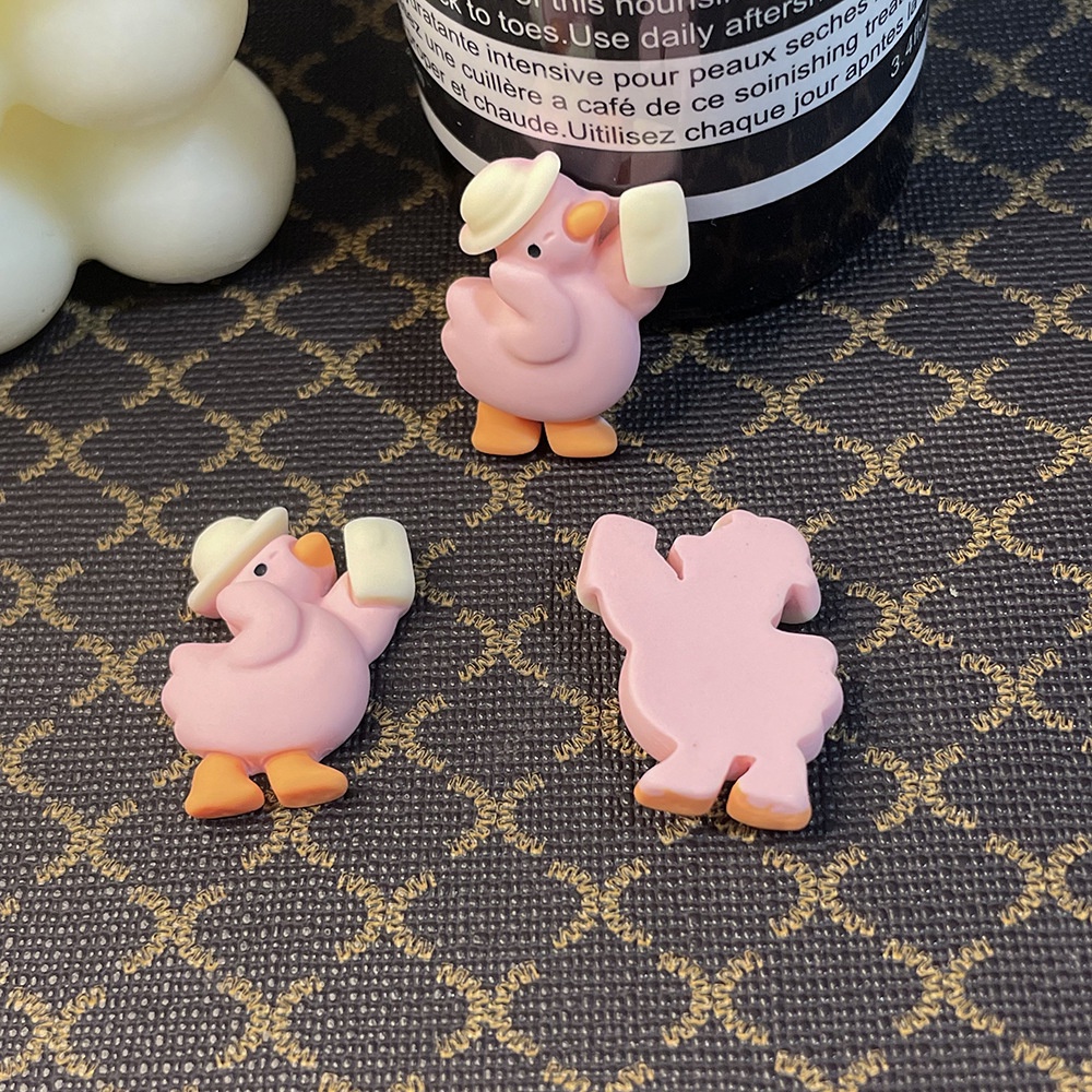 vịt hồng Resin phụ kiện dép Crocs charm DIY khóa giày crocs jibbitz Nhựa trang sức Phụ kiện trang trí giày crocs nút trang trí điện thoại di động Nắp đậy / Khung ảnh / Cốc nước / Túi Nguyên liệu làm phụ kiện handmade sáng tạo