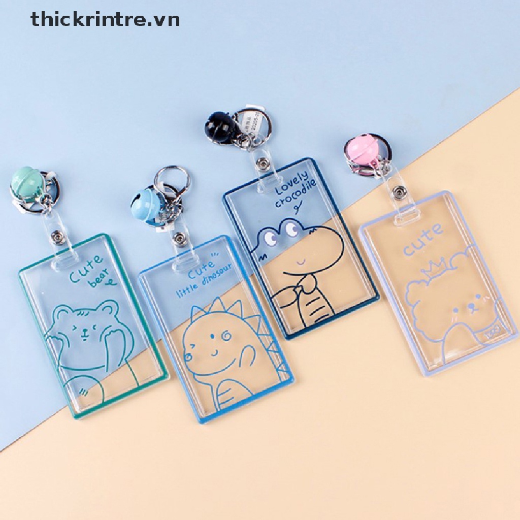 Ví Đựng Thẻ ID / Thẻ ID Bằng Acrylic Trong Suốt In Hoạt Hình Kèm Móc Khóa Xinh Xắn Cho Nữ