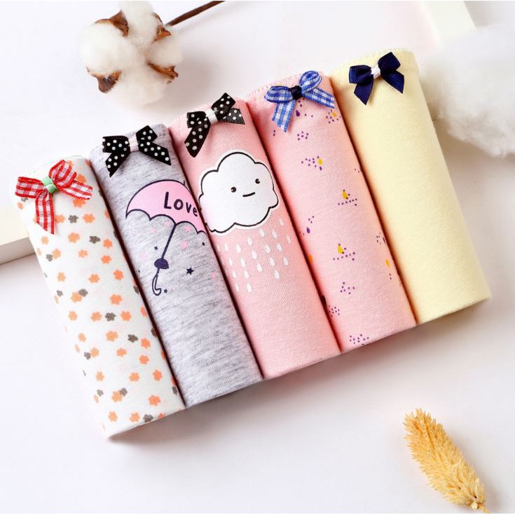 Set 5 Quần Lót Cotton Thấm Hút Mồ Hôi Hình Thời Tiết P264