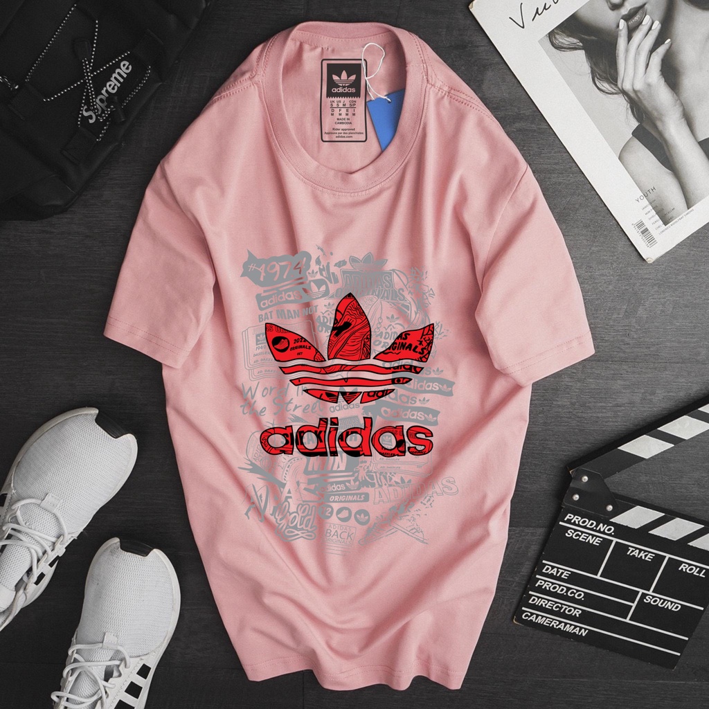 Áo thun nữ from rộng unisex, áo thun adidas nữ, áo phông adidas nam chính hãng, áo thun sài gòn màu hồng