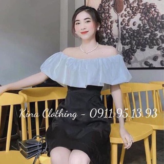 Đầm nữ trễ vai bèo nhún tiểu thư sang chảnh D29