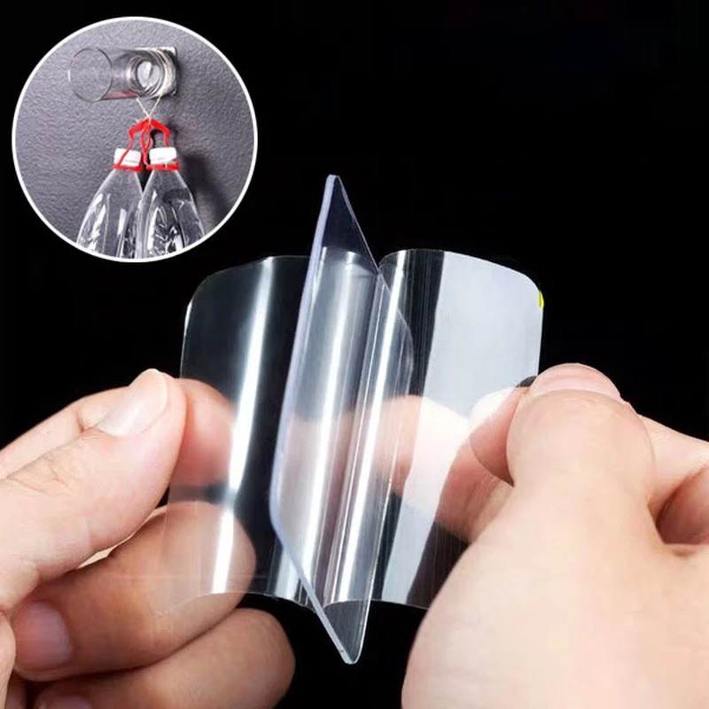 [Bán Chạy] Móc Dán Tường Hai Mặt Trong Suốt Mạnh Mẽ Không Đục Lỗ Chống Nước Không Đâm Thủng Cho Nhà Tắm / Nhà Bếp