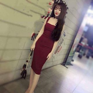 Đầm body 2 dây bảng to