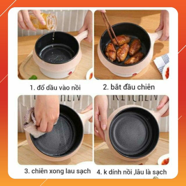 Nồi Lẩu,Chiên,Hấp  Đa Năng Lồng Hấp Inox 1L8