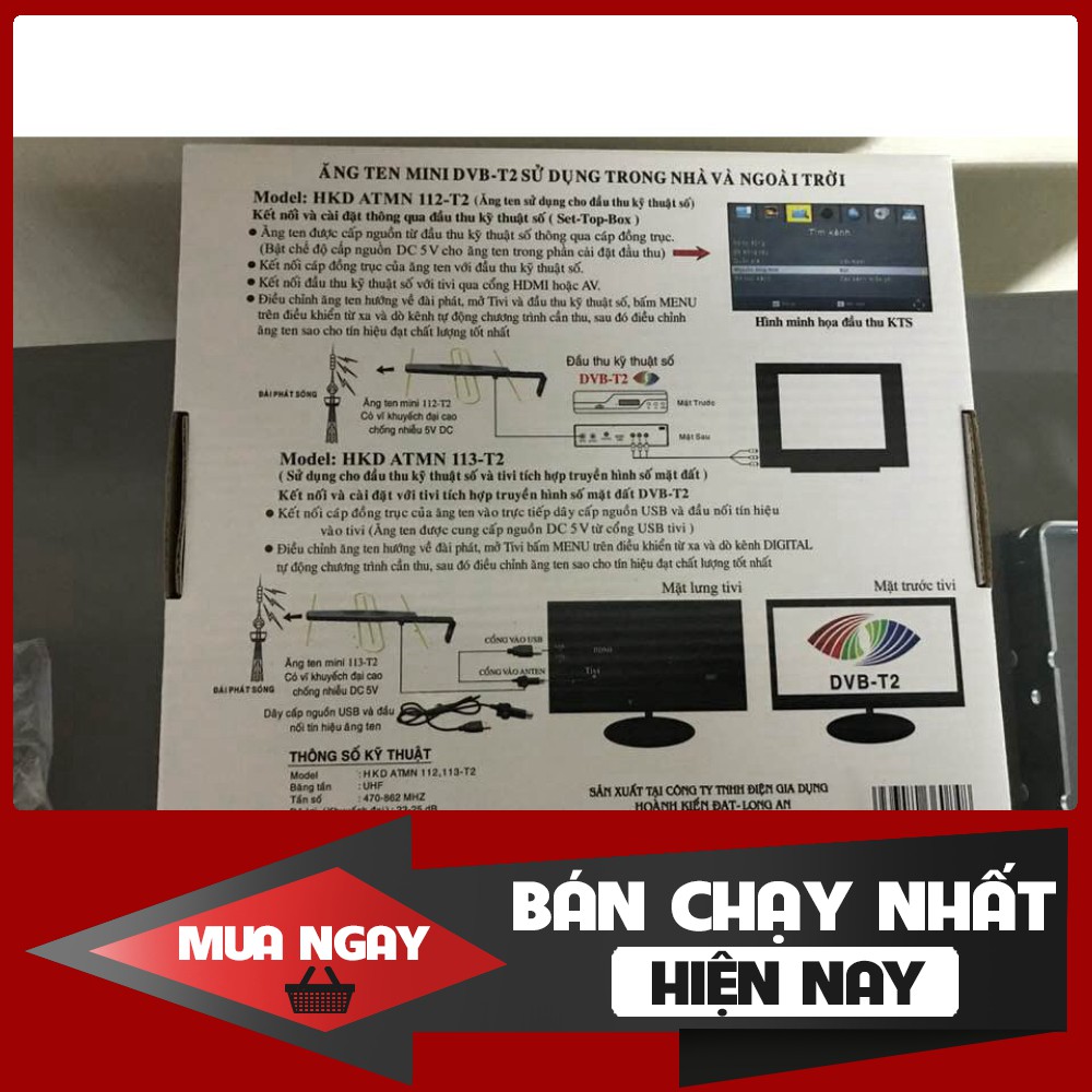 [FREESHIP] Anten kỹ thuật số DVB T2 có mạch khuếch đại Tặng kèm dây cấp nguồn và 15m dây cáp đồng trục - Hàng chất lượng