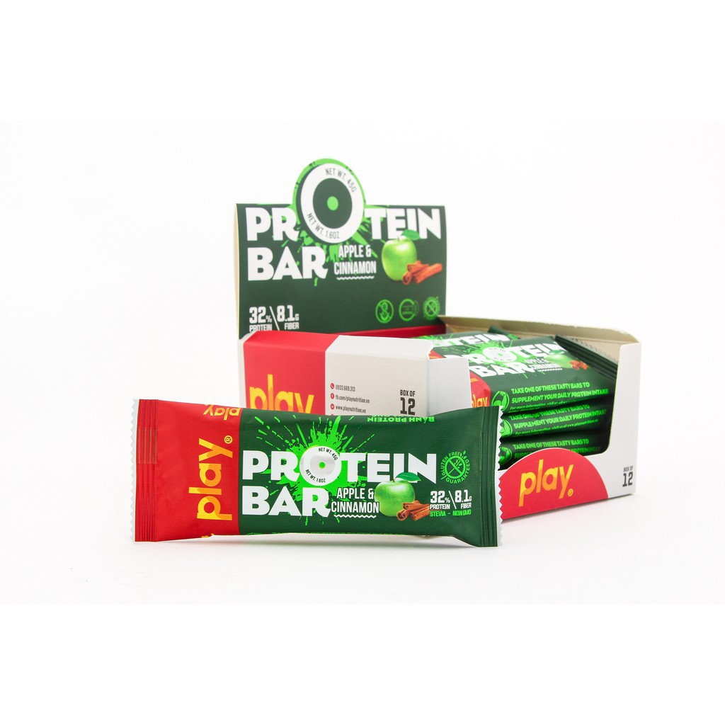 Thanh Protein Play 💪FREESHIP💪 Bánh Protein Vị Táo và Quế – PLAY Protein Bar Apple & Cinnamon SP6.1