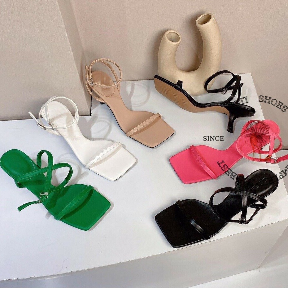 Giày Cao Gót TOTTE SHOES - Guốc Nữ Dây Mảnh Gót Lùn Nhọn - Saldan Thời Trang Mũi Vuông