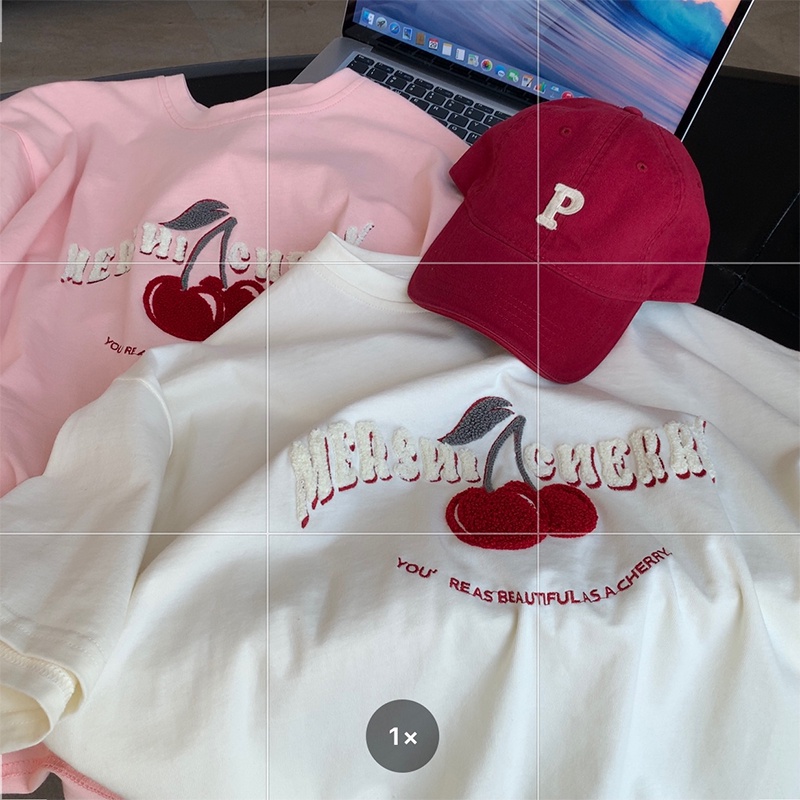 Áo thun SUXI ngắn tay cổ tròn in họa tiết trái cây đơn giản cho nữ