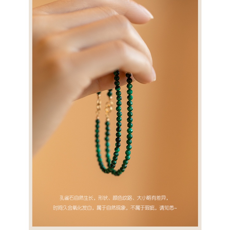 Vòng Đeo Tay Chuỗi Hạt Đá Malachite Màu Xanh Lá Phong Cách Retro Thời Trang Mùa Xuân Cho Nữ
