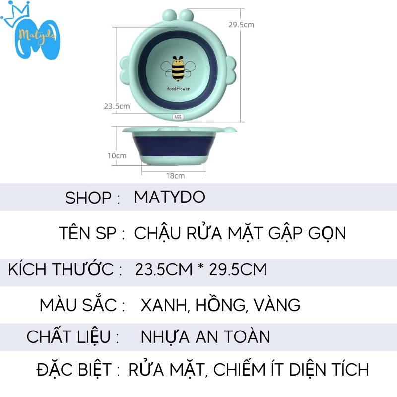 Chậu rửa mặt cho bé sơ sinh gấp gọn chất liệu silicon an toàn cho trẻ hình chú ong