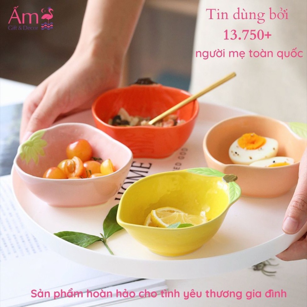 KV Bát Ăn Dặm Cho Bé Bằng Sứ Kiểu Nhật Bản Hoa Quả Chống Đổ - Chén Sứ Ăn Dặm Cho Bé Sứ - Ăn Dặm Không Phải Cuộc Chiến