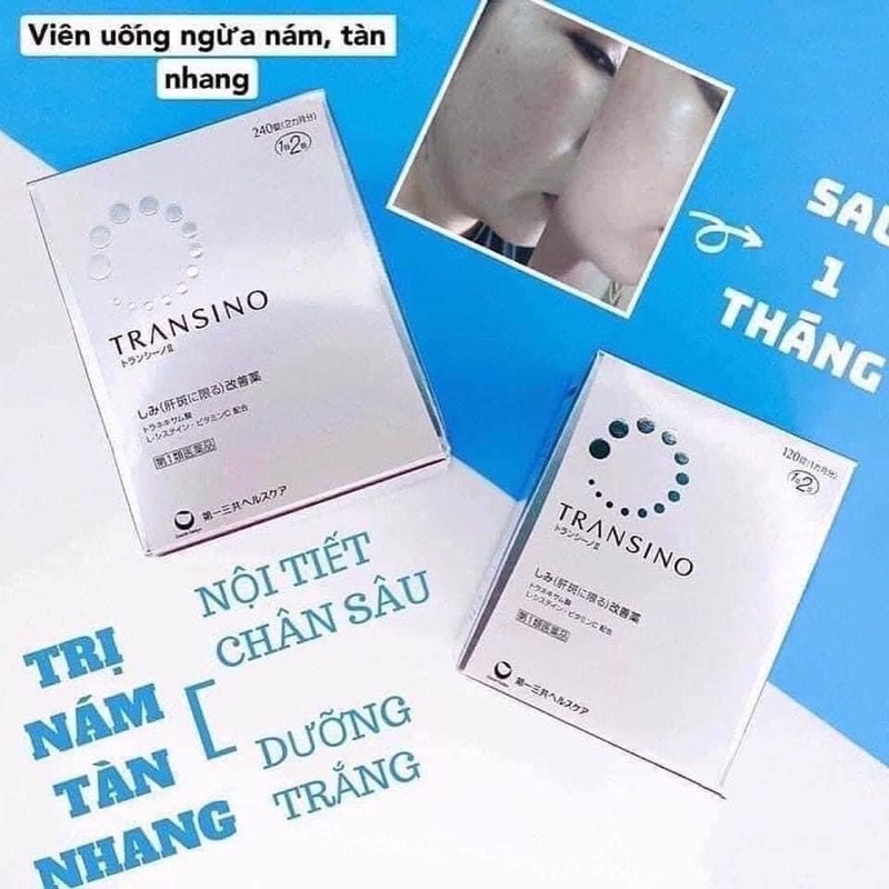 Viên uống trắng da giảm nám Transino 240v và Transino White C Clear 120v Nhật Bản