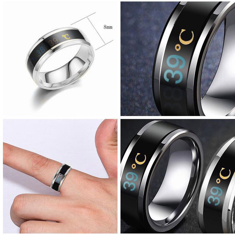 Nhẫn thép titan cảm biến đo nhiệt độ kỹ thuật số