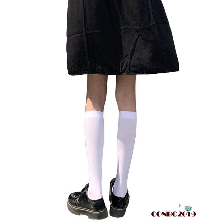 Vớ nữ cao đến gối bằng vải nhung màu trơn mềm mại giữ ấm thời trang