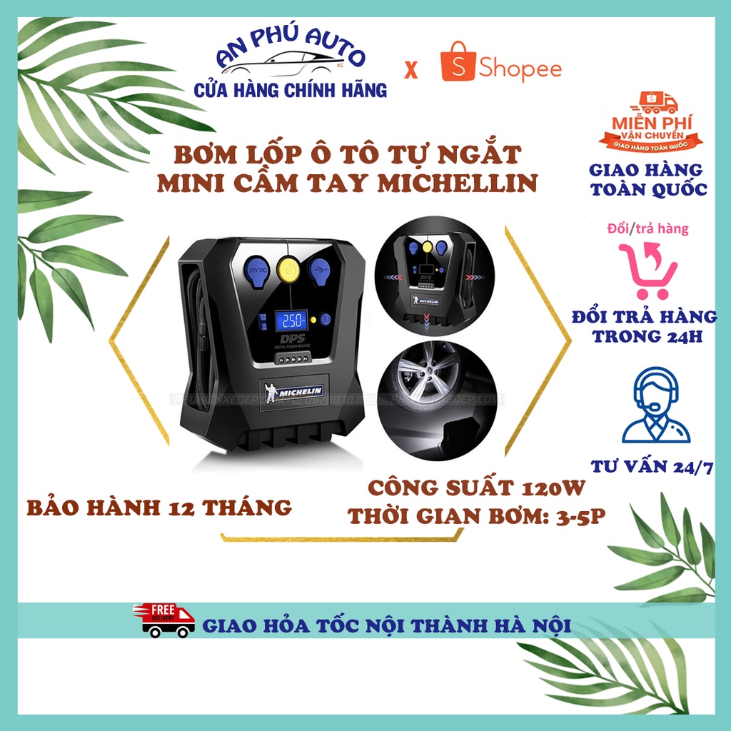 Bơm Lốp Xe Ô Tô Tự Ngắt Michelin 4398ML 12266 ⚡MUA KÈM DEAL SỐC⚡ - Chính hãng BẢO HÀNH 12 tháng