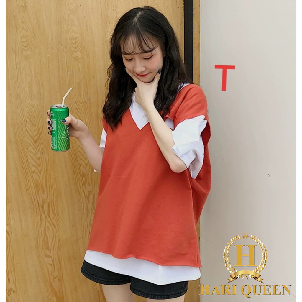 FREE SHIP ĐƠN TỪ 50K Sét áo phông trắng trơn + áo gile cổ tim DTR0720 1